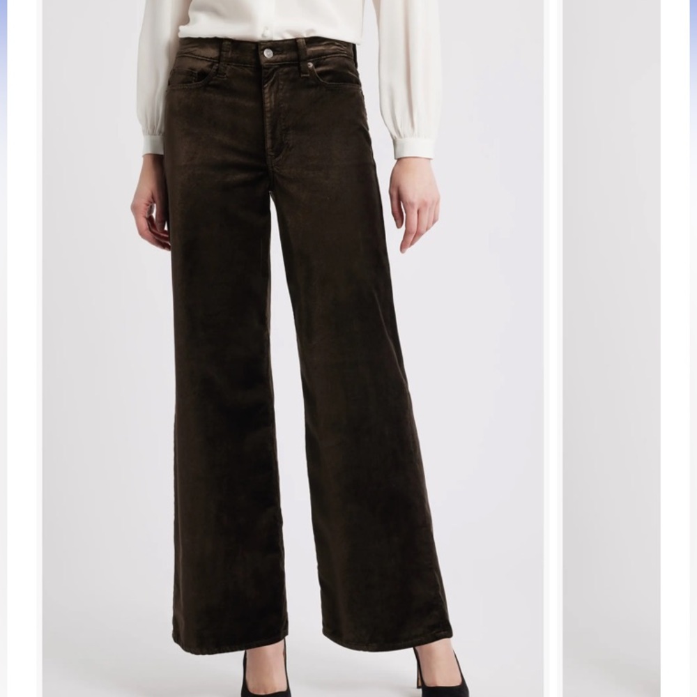 FRAME LE SLIM VELVET PALAZZO High-Waist Wide-Leg CLOVE COLOR SIZE 28 - Picture 2 of 8